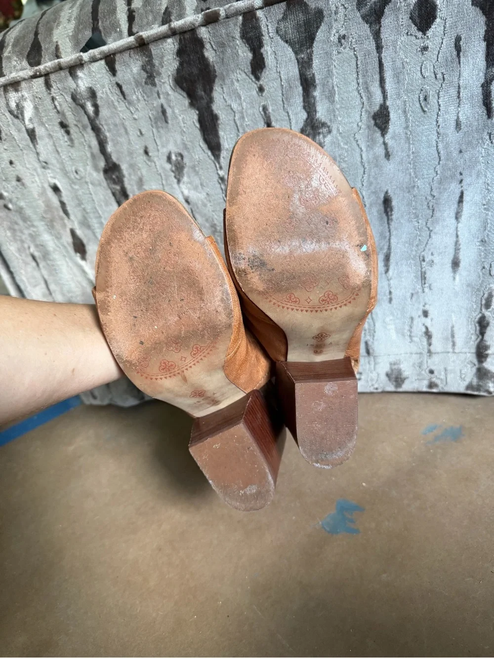 Isola Cognac Open-Toe Block Heel Slingback Sandals